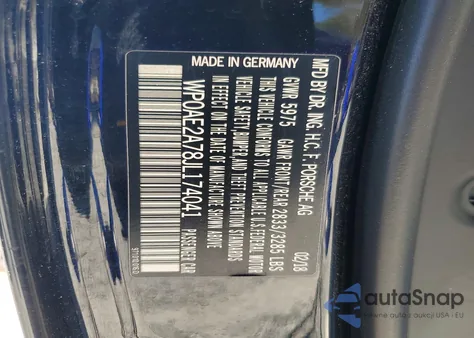 2018 Porsche Panamera 4 E-Hybrid z USA, uszkodzony, nr VIN WP0AE2A78JL174041